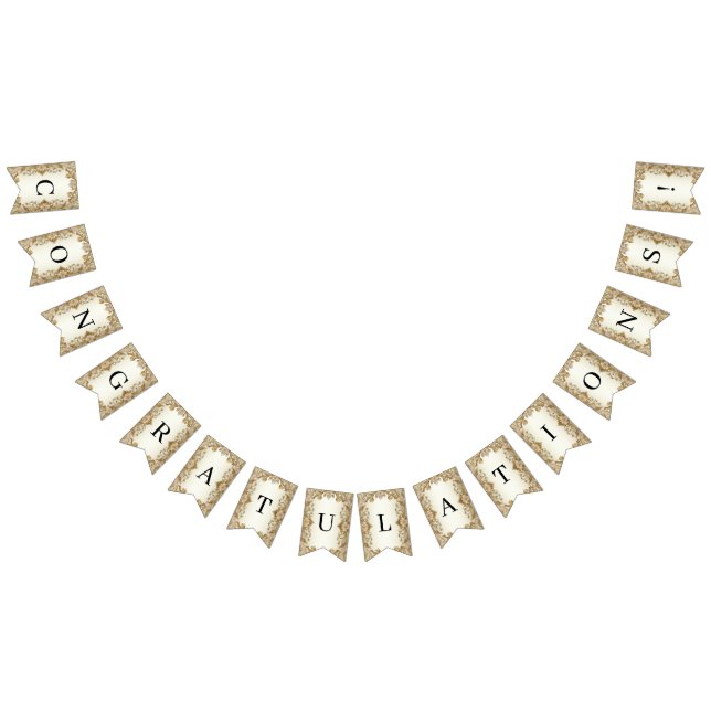 White Flowers Decorative Guld Bunting Flagga (Alla)