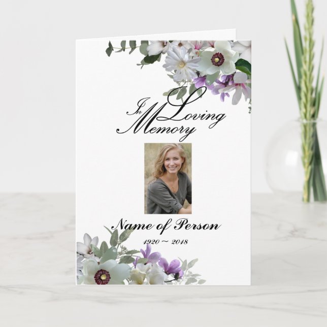 White Flowers Funeral Program (Framsida)