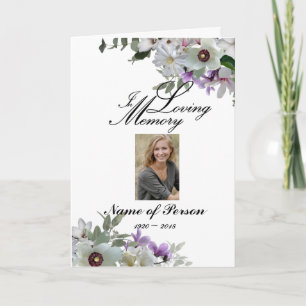 White Flowers Funeral Program