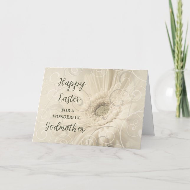 White Flowers Godmor Glad påsk Helgkort (Framsida)