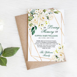 White Flowers & Greenery Sympathy Memory Tack Kort