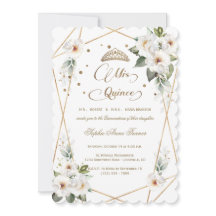 White Flowers Guld Mis Quince Quinceañera