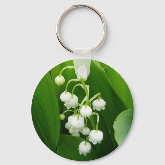 White Flowers Lily-of-the-Valley Keychain Nyckelring (Framsida)
