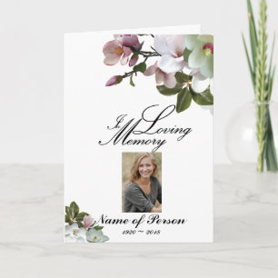 White Flowers Magnolia Funeral Program