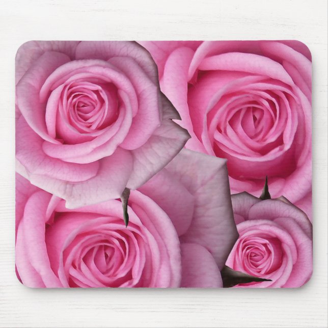 White Flowers Mousepad Vit ros Decor Gifts Musmatta (Framsidan)