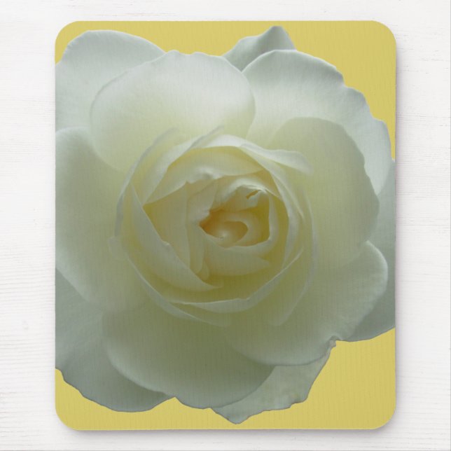 White Flowers Mousepad Vit ros Decor Gifts Musmatta (Framsidan)