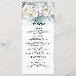 White Flowers och Greenery Bröllop Menus Program