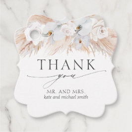 White Flowers Pampas Grass Bröllop Tack Gåvor Etiketter