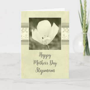 White Flowers Stepmamma Lycklig Mors dag Kort