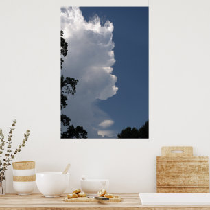 White Fluffy Clouds Blå himmel Poster
