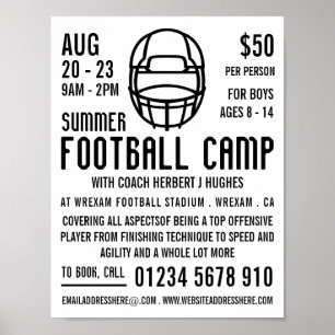 White Football Helmet, reklam för fotbollskameror Poster