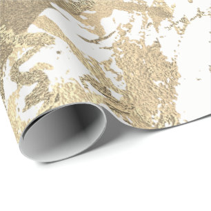 White Foxier Guld Marble Shiny Metallic Strokes Presentpapper