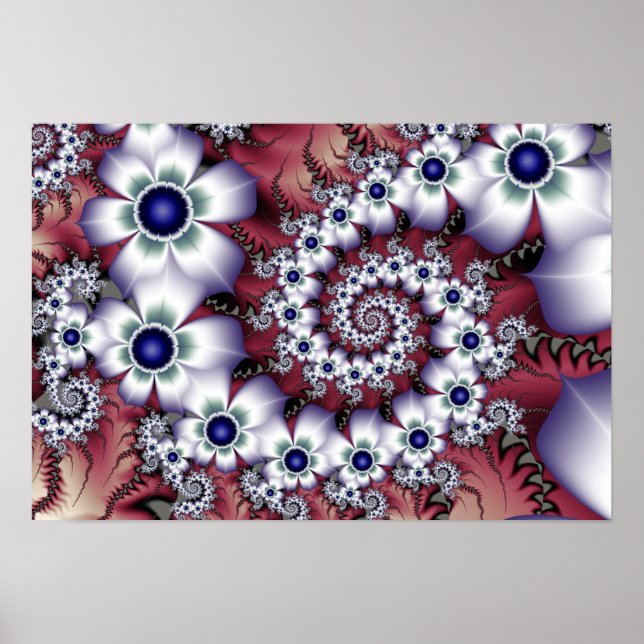 White Fractal Flowers Poster (Framsidan)