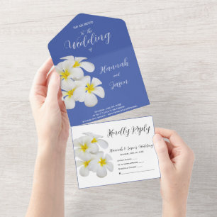 White Frangipani Flowers, Blue, Blommigt Bröllop