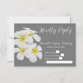 White Frangipani Flowers, Medium Grått, OSA Tack Kort