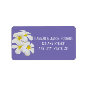 White Frangipani Flowers, Periwinkle, Bröllop Adressetikett