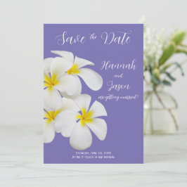 White Frangipani Flowers, Periwinkle, Spara Date Inbjudningar