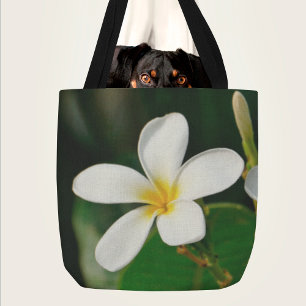 White Frangipani Kanvastryck Laptop sleeve Servin Tygkasse