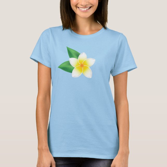 White Frangipani Tropical Flower Illustration T-shirt (Framsida)