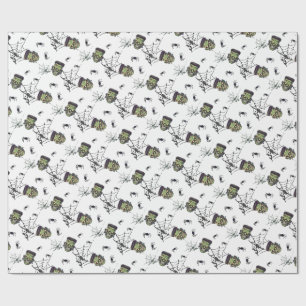 🤍 White Frankenstein Halloween Wrap 💀 🎁 Presentpapper