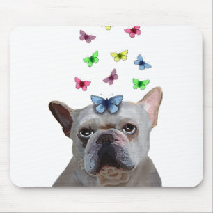 White Fransk Bulldog and Butterflies Musmatta