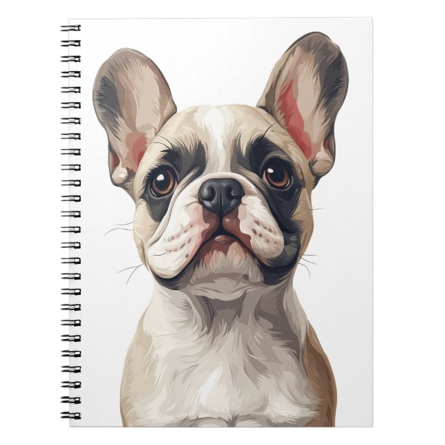 White Fransk Bulldog-anteckningsbok Anteckningsbok (Framsidan)