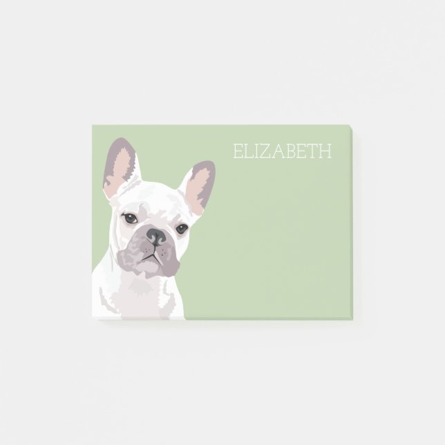 White Fransk Bulldog | Cute Frenchie Post-it Block (Framsida)