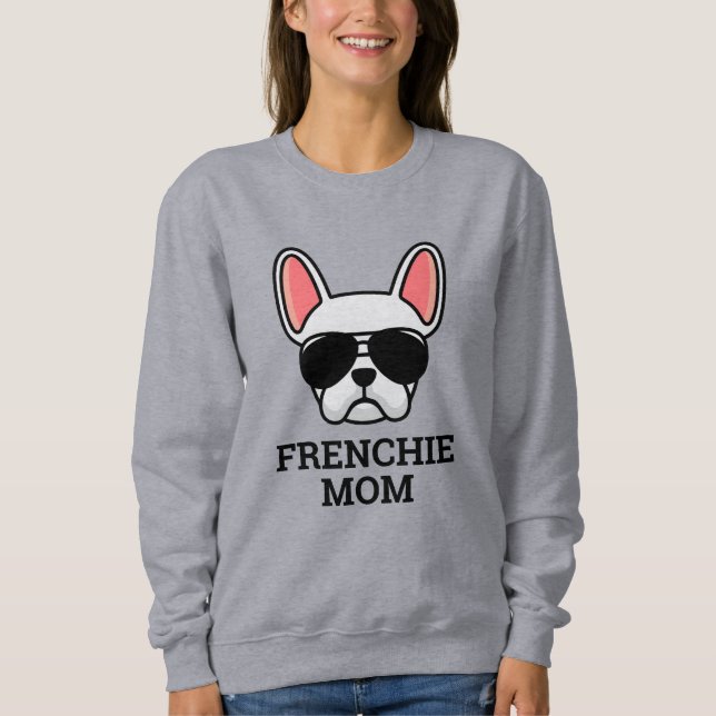 White Fransk Bulldog Frenchie Hund Mamma T Shirt (Framsida)
