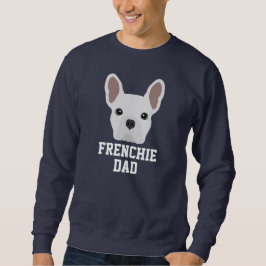 White Fransk Bulldog Hund Pappa Lång Ärmad Tröja