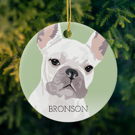 White Fransk Bulldog jul Julgransprydnad Keramik