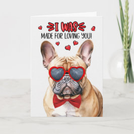 White Fransk Bulldog Made for Loving You Valentine Helgkort