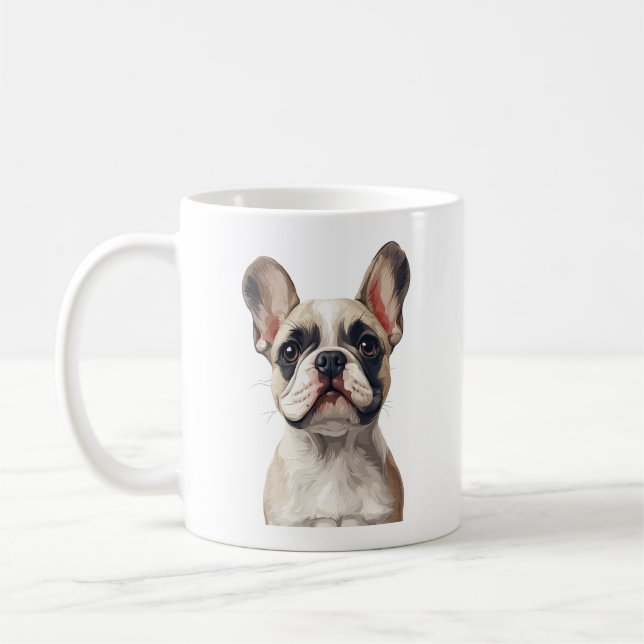 White Fransk Bulldog Mugg (Vänster)
