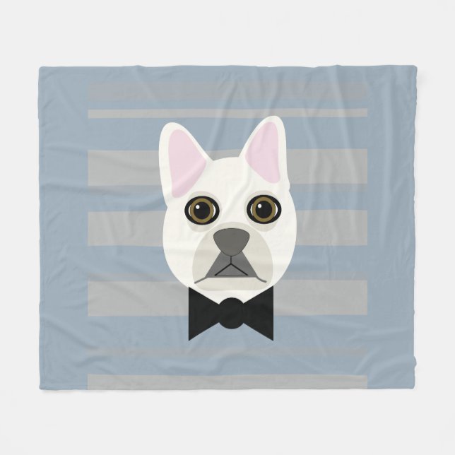 White Fransk Bulldog, Rand Fleecefilt (Framsidan (Horisontell))