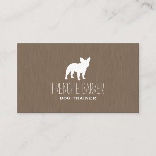 White Fransk Bulldog Silhouette | Frenchie Hund Visitkort (Framsida)