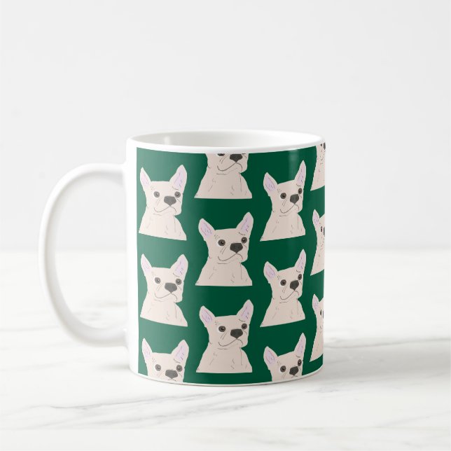 White French Bulldog, Stripes Kaffemugg (Vänster)