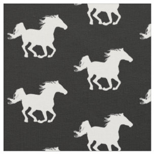 White Galloping Horse Mönster Hästentusiast Tyg