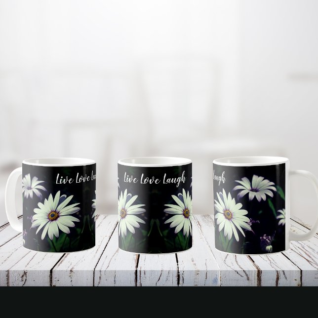White Garden Flowers Adsible Live Kärlek Laugh Kaffemugg (Skapare uppladdad)
