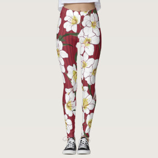 White Garden Flowers: Vintage Rand Leggings
