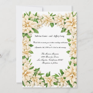 White Gardenia Blommigt Bröllop Inbjudningar