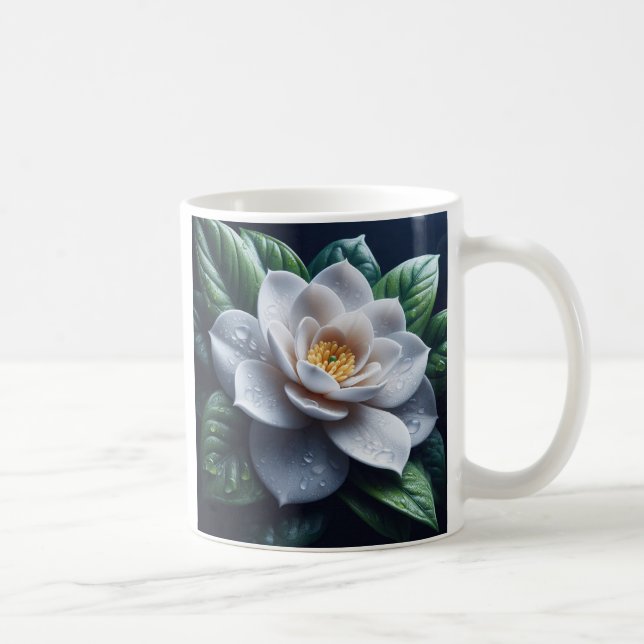 White Gardenia Blommigt Kaffemugg (Höger)