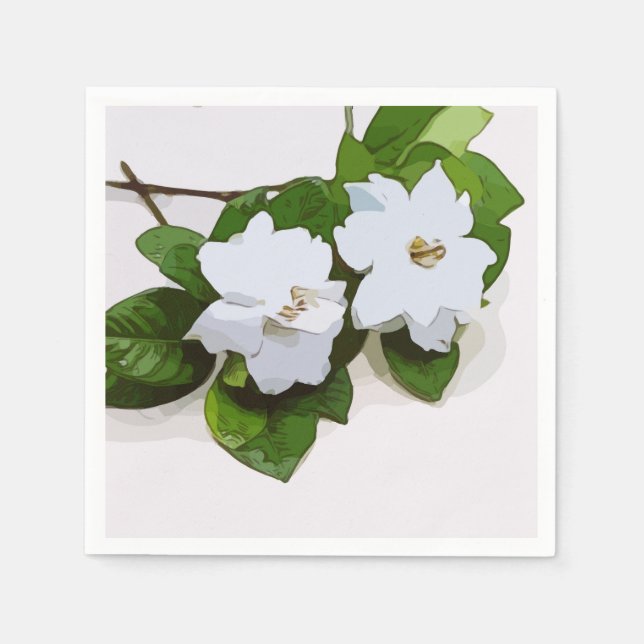 White Gardenia Flower Pappersservett (Framsidan)