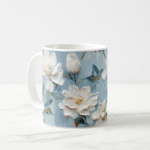 White Gardenia Flowers Mönster Kaffemugg
