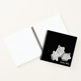 White Gardenia Flowers on Black