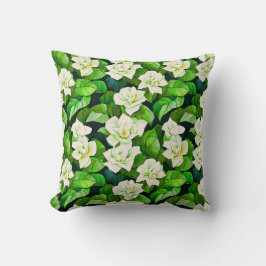 White Gardenias och Jade Grönt Lövs Kudde