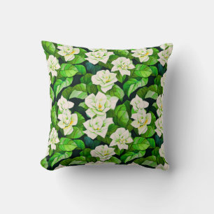 White Gardenias och Jade Grönt Lövs Kudde