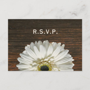 White Gerbera & Barnwood Rustic Bröllop OSA Kort