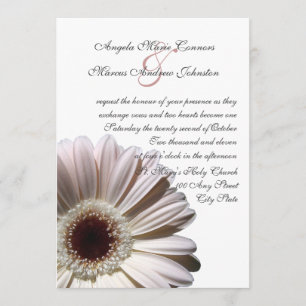 White Gerbera Bröllop Daisy Inbjudningar