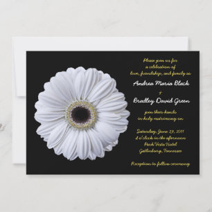 White Gerbera Daisy Black Wedding bjudande Inbjudningar