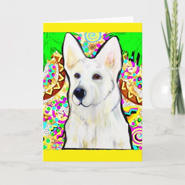 White German Shepherd Bling Helgkort (Framsida)
