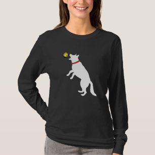 White German Shepherd Hund GSD Catching Gult Tenn T Shirt